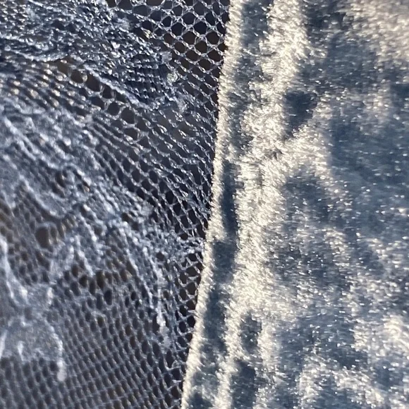 FREE PEOPLE - NWT - skirt: ‘My Lacey’ angled lined blue velvet w lace hem - 10 - Picture 13 of 16